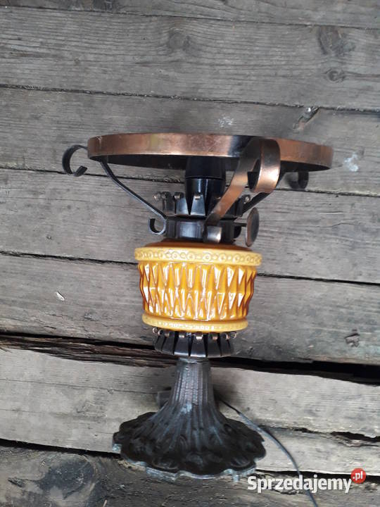 Stylowa lampa naftowa elektryczna metal szkło Warszawa