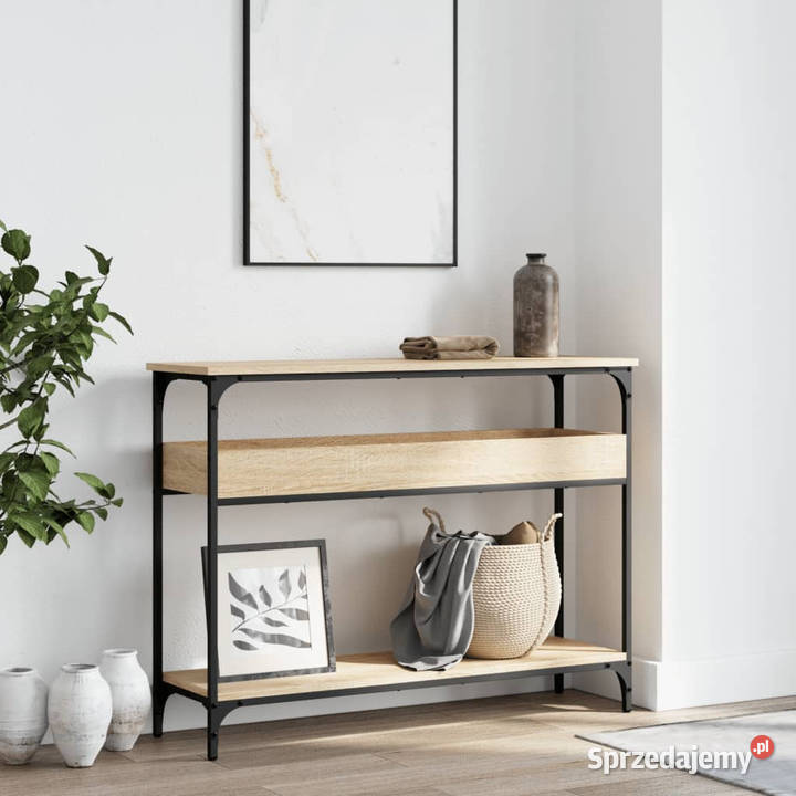 Stolik konsolowy z półką dąb sonoma 100x29x75 mazowieckie Warszawa