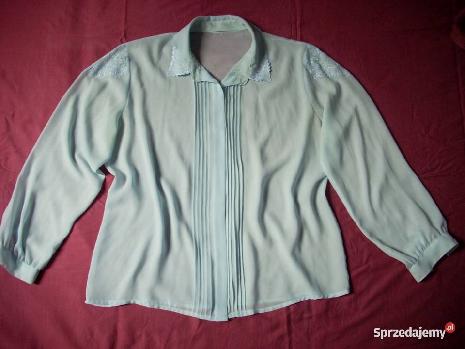 Błękitna Zwiewna Koszula z haftem 44 46 niebieski sprzedam
