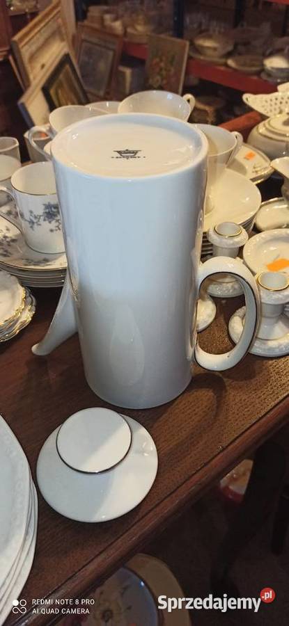 Biały porcelanowy dzbanek do kawy z linii Antyki, Sztuka, Kolekcje Gdańsk