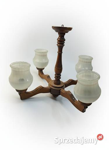 Żyrandol drewniany PRL 1987 Otwock mazowieckie Mory