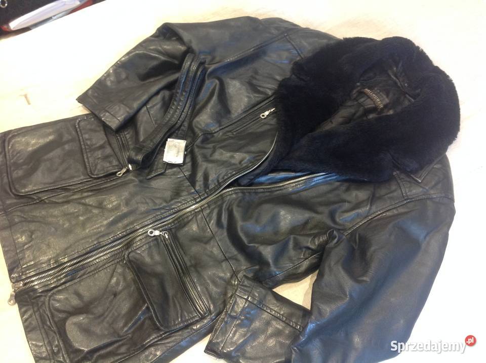 Kurtka Czarna Skórzana Damska Ocieplana r M Ramoneska