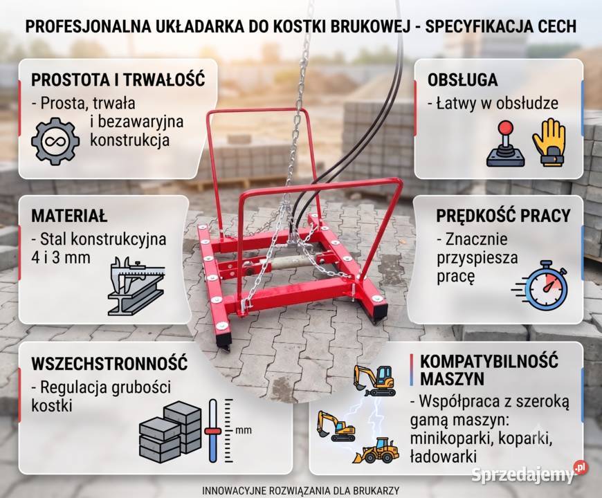 Chwytak układarka do kostki brukowej do koparki Słupsk