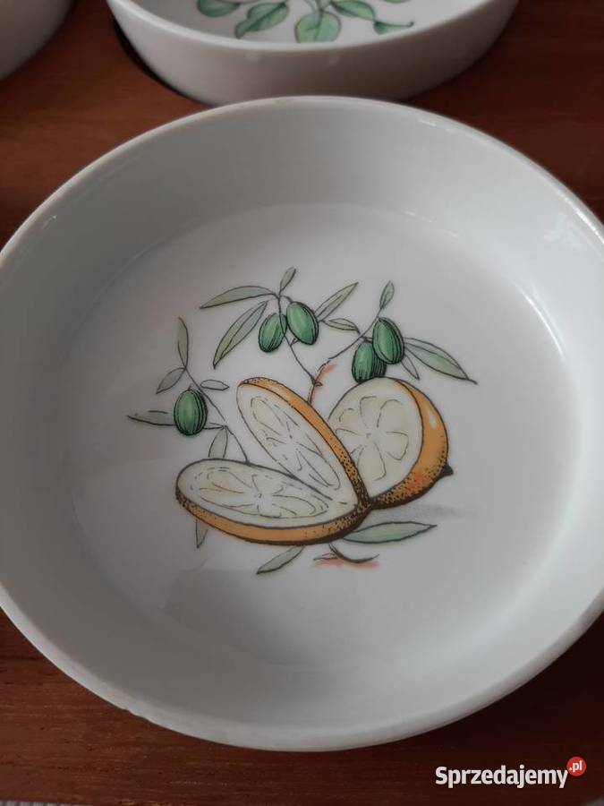 Piękna drewniana taca porcelana antyczna Alboth Inowrocław sprzedam