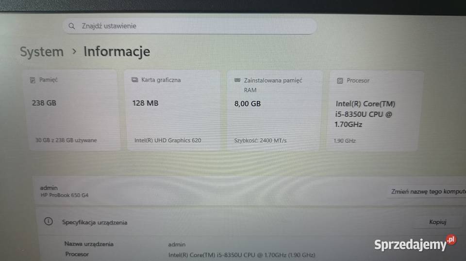 Laptop HP ProBook 650 G4 Katowice sprzedam