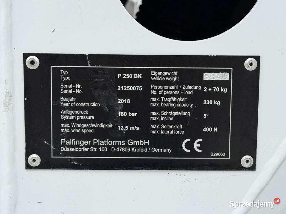 Mercedes Sprinter Podnośnik Koszowy 25m nieuszkodzony Widełki