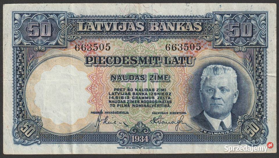 ŁOTWA 50 latu 1934 Karlis Ulmanis 663 Łódź