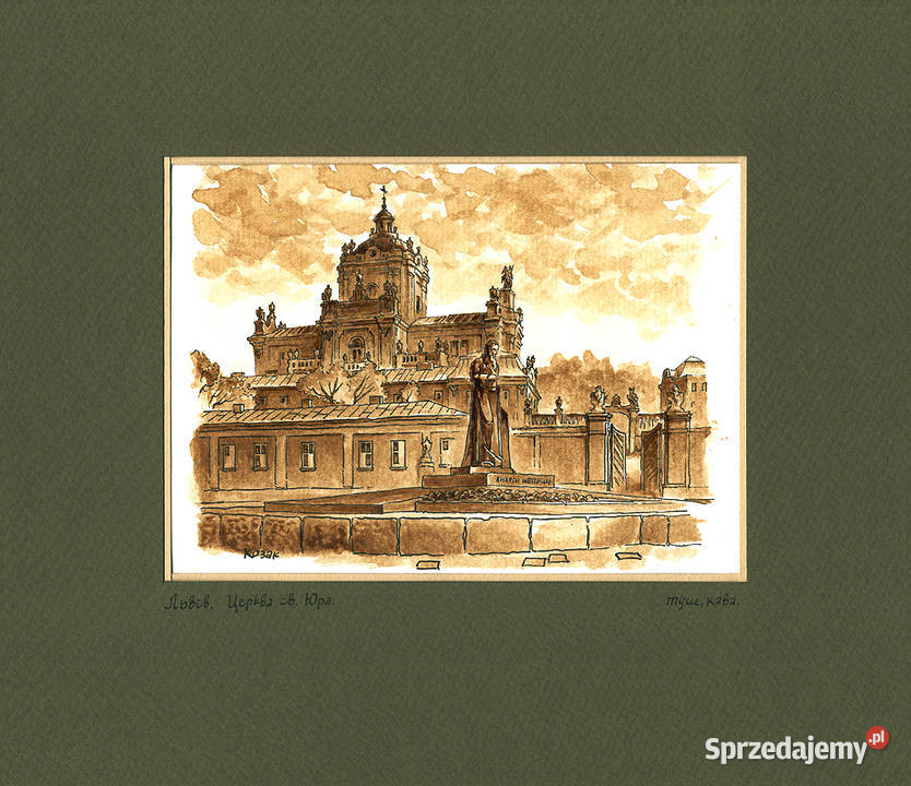 Grafika Lwów Katedra Św Jura Pomnik Szeptyckiego mazowieckie Warszawa
