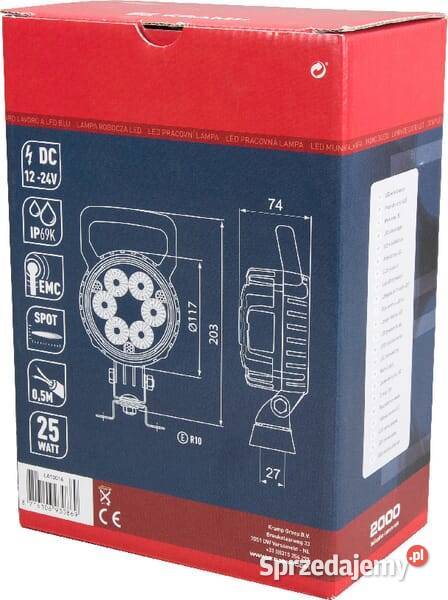 Lampa robocza LED do DeutzFahr okrągła 25W 2000 Kamionna sprzedam