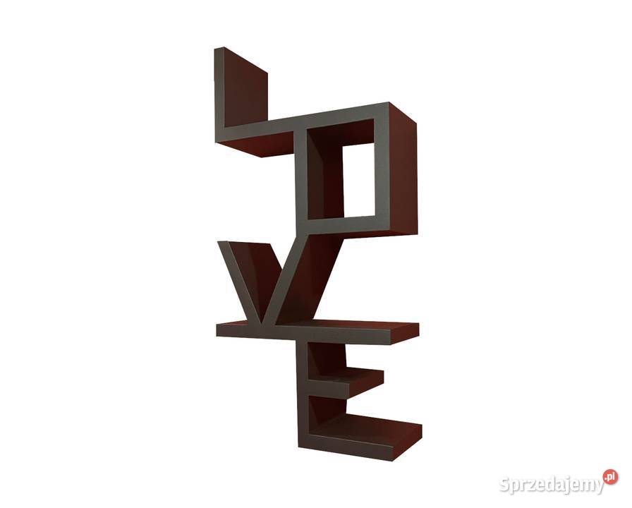 LOVE półka drewniana wisząca czarna biała i inne czarny podkarpackie