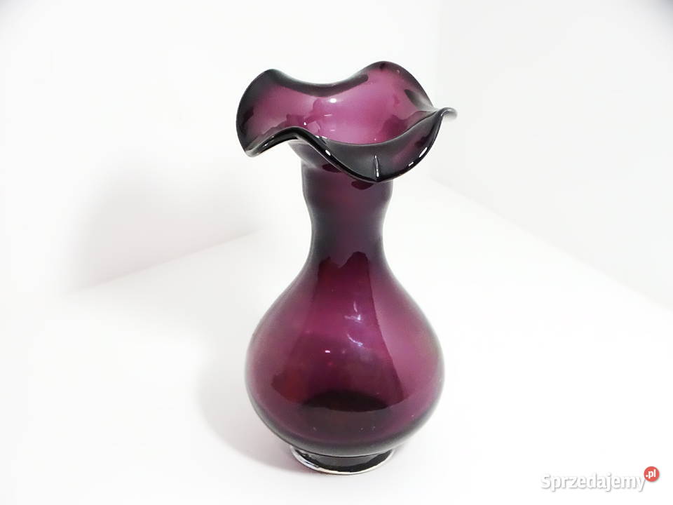 Wazon dekoracyjny z fioletowego szkła ręcznie Biłgoraj sprzedam