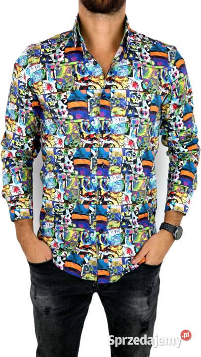 GIOVANNI PERA Koszula Męska K006 Grafitti Ostrów Wielkopolski