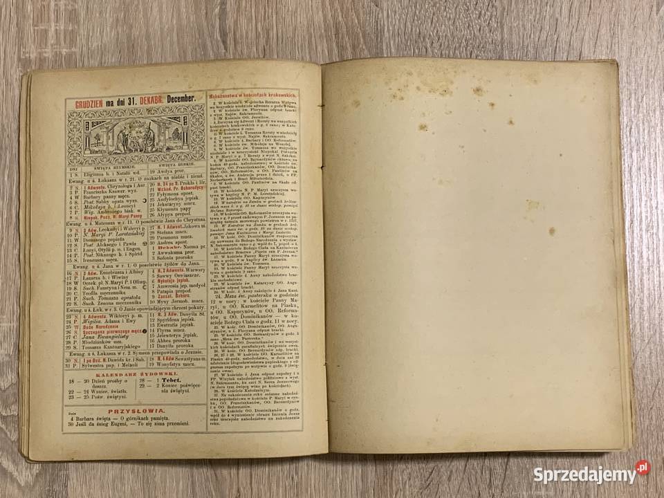 Kalendarz Krakowski Józefa Czecha na 1894 Bochnia