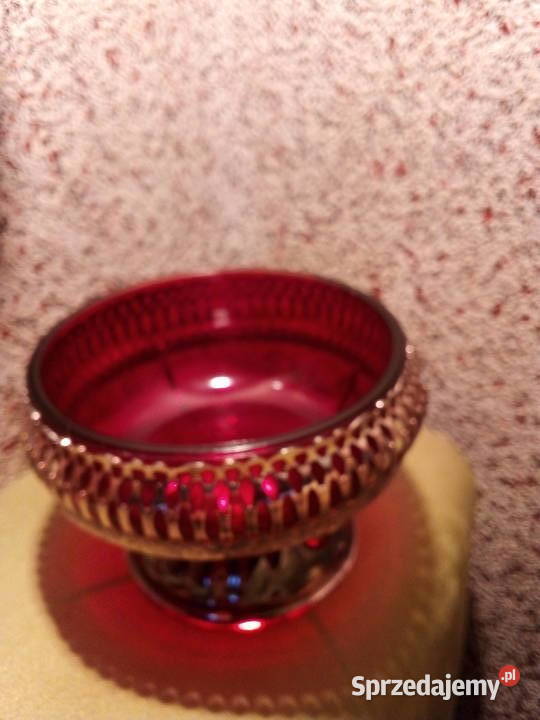 Patera czerwona w srebrzonej podstawie Warszawa sprzedam