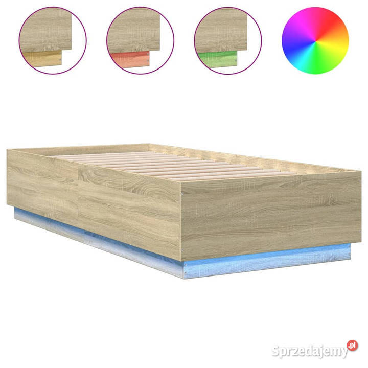 Rama łóżka z LED dąb sonoma 100x200 WM3209627 40cm Łóżka Warszawa