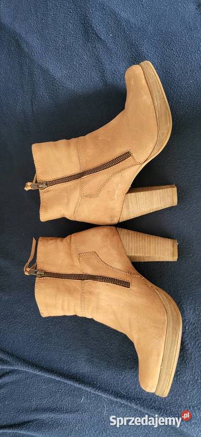 Brązowe botki RESERVED 37 skórzane botki na inna sprzedam