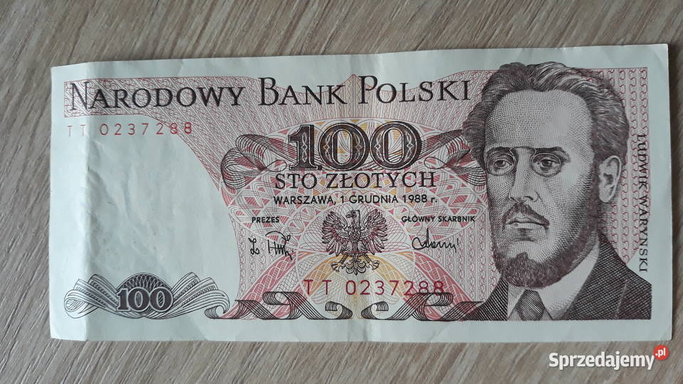 100 złotych 1XII1988 seria TT Konin