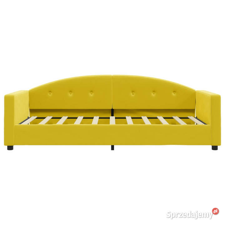Sofa z funkcją spania żółta obita aksamitem 75cm