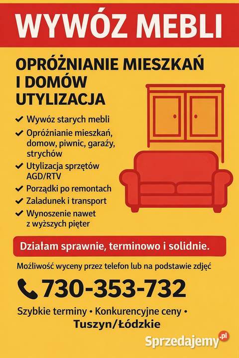 24h7 Transport Przeprowadzki Utylizacja mebli We Łódź