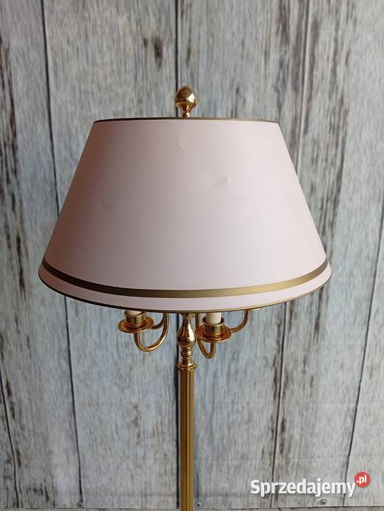 Stylowa lampa podłogowa z polerowaną mosiężną Byczyna sprzedam
