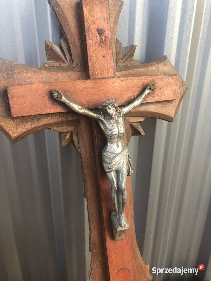Drewniany krzyż krucyfiks 43 Antyki, Sztuka, Kolekcje Łowicz
