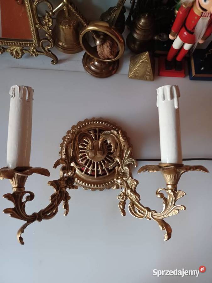 Piękny masywny kinkiet mosiężny Poznań sprzedam
