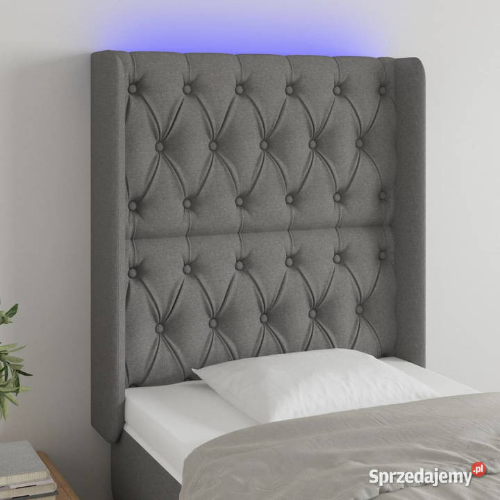 Zagłówek do łóżka z LED ciemnoszary 83x16x118128