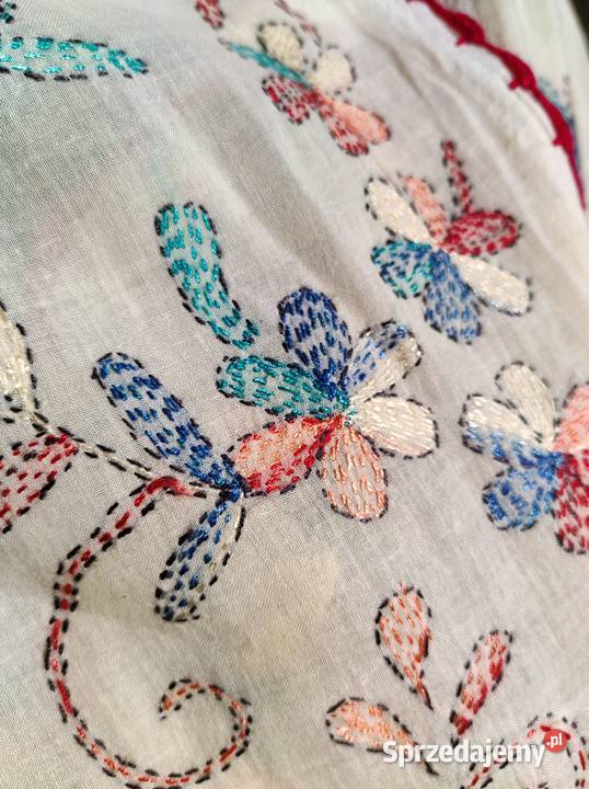 Duża chusta szal dupatta haftowana żółta bawełna Szczecin