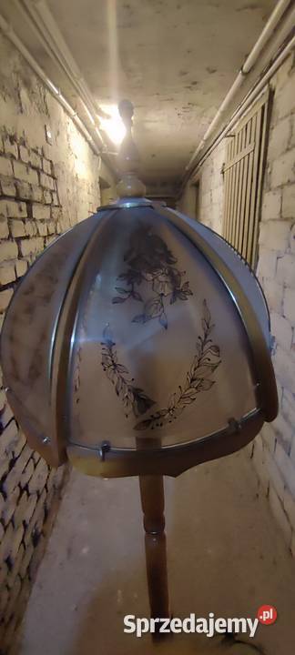 Lampa zabytkowa szklano drewniana Jelenia Góra