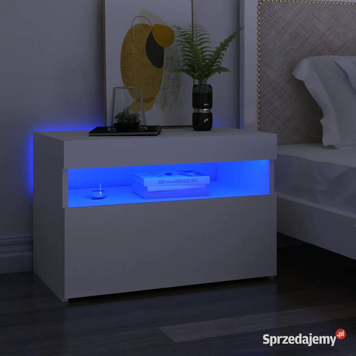 Szafki TV z oświetleniem LED 2 białe 60x35x40 RTV Warszawa