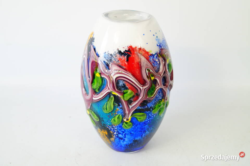 Wazon szklany 3D Murano style piękne kolory wielkopolskie Gizałki