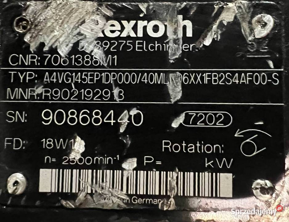 Rexroth A4VG145EP1DP000 40MLND6XX1FB2S4AF00 S Układ hydrauliczny Poznań