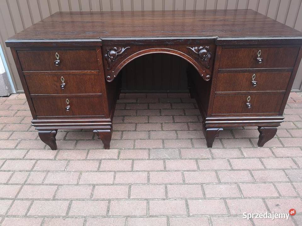 Biurko Dębowe Gabinetowe Unikatowe Stare Antyk wielkopolskie Swarzędz