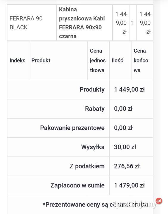Kabina Ferrara 90x90x195