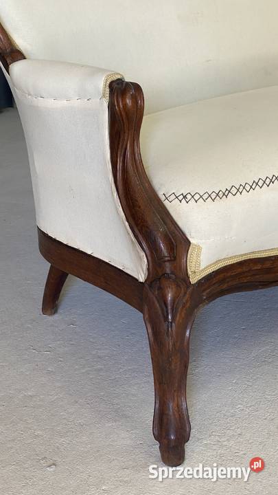 Elegancka sofa ludwikowska rzeźbiona rama Meble