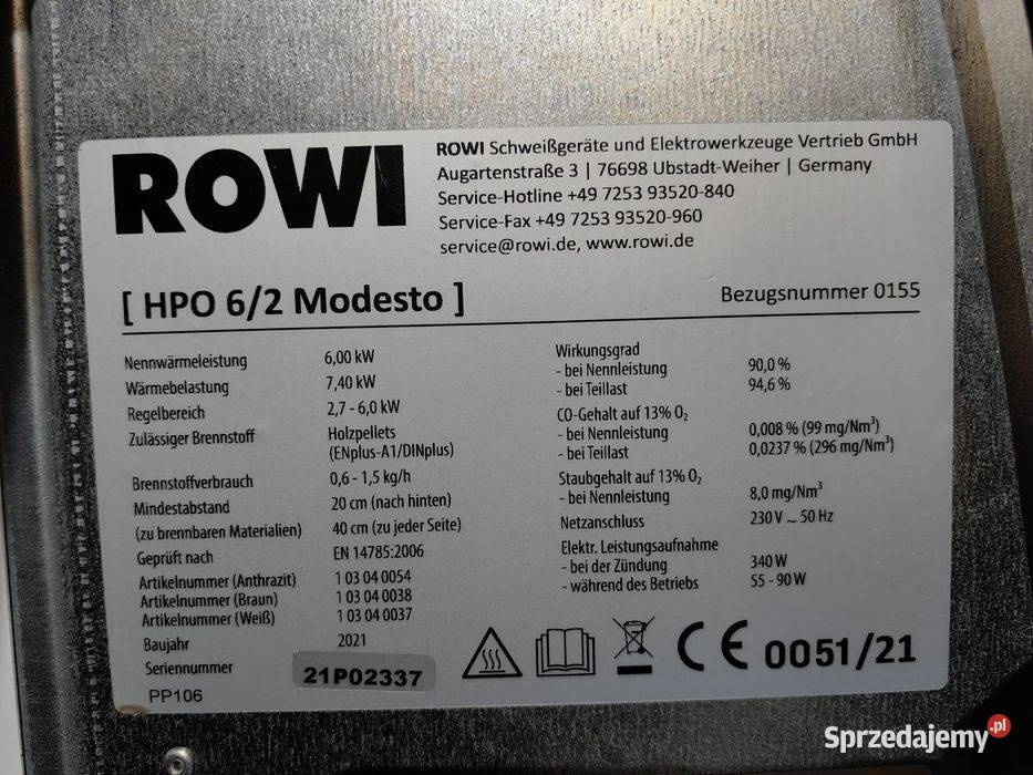 Kominek Piec na pelet pellet 6 kW ROWI peletowy Piece wolnostojące Dom i Ogród Zielona Góra