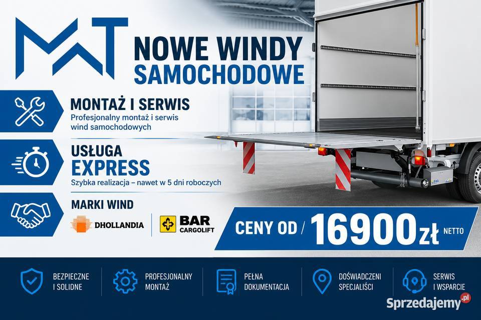 Nowe windy samochodowe, załadowcze, Montaż, UDT