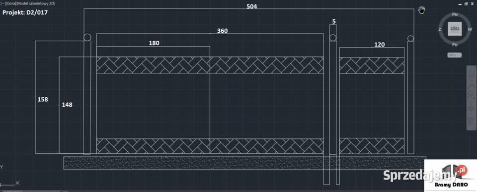 D2 Brama dwuskrzydłowa wjazdowa kuta drewno Bolesławiec