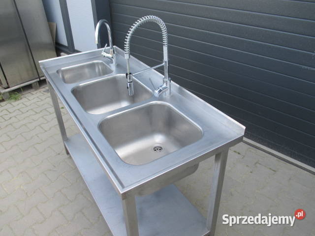 ZLEW GASTRONOMICZNY 3 KOMOROWY Z PÓŁKĄ 1386085