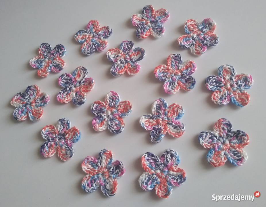 Aplikacje kwiaty kwiatki szydełkowe Handmade pomorskie Gdańsk