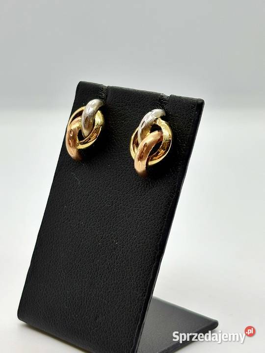 Złote kolczyki pr 585 129g Sztyft BiColor Kolczyki Elbląg