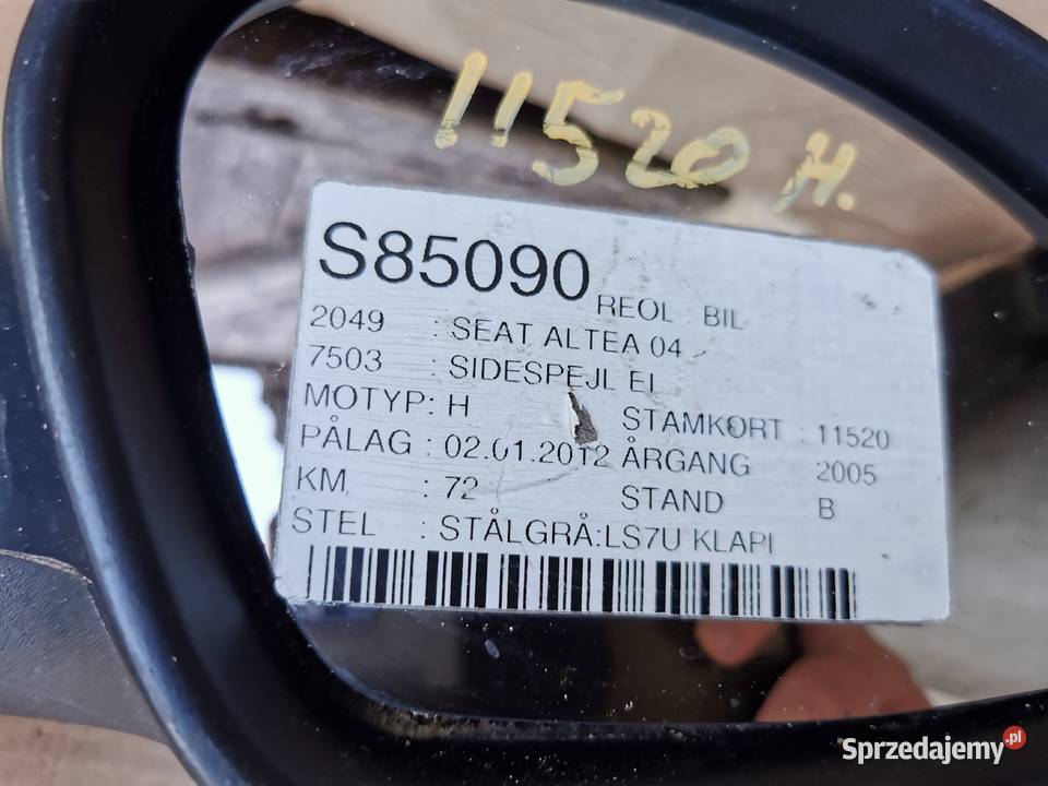 seat Altea lusterko prawe 7 pin S85090 Międzychód sprzedam