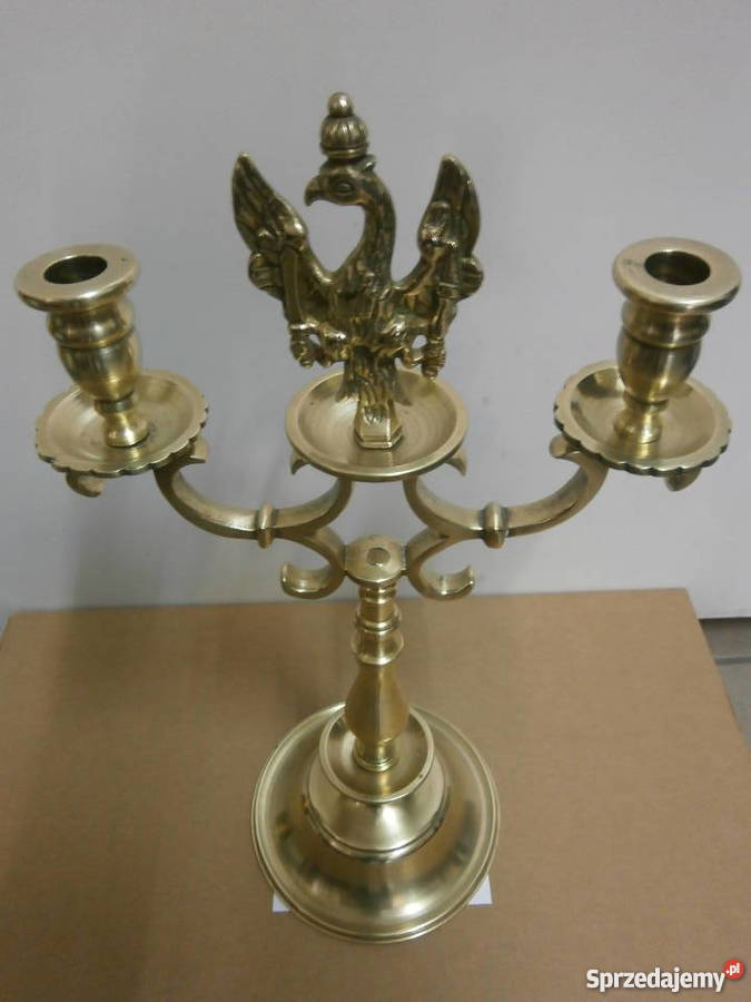 Świecznik mosiężny z orłem Gniezno
