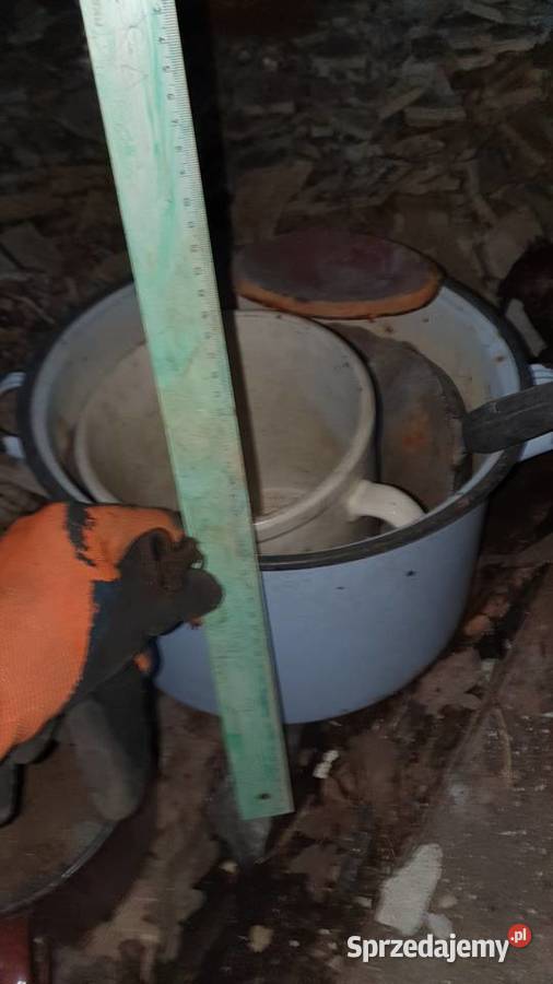 Garnki stare rondle emaliowane z sygnaturami PRL Warszawa