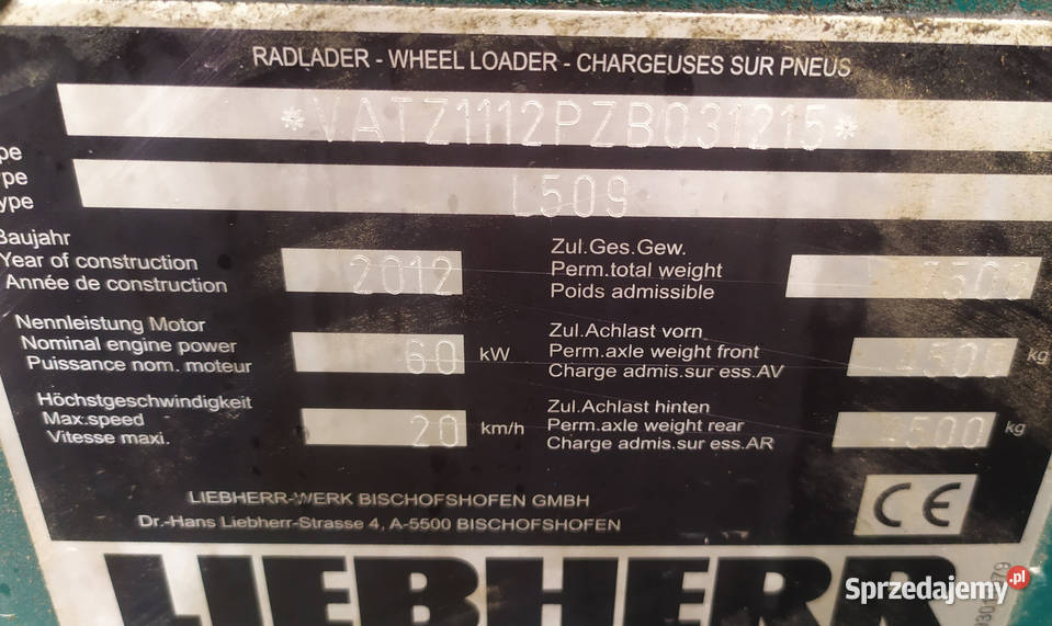 Ładowarkę Liebherr L509 2012r Legnica