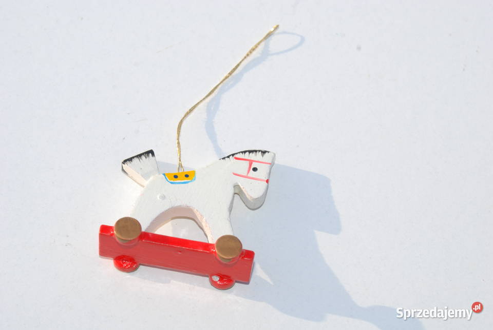 Stara ozdoba choinkowa bombka drewniana konik