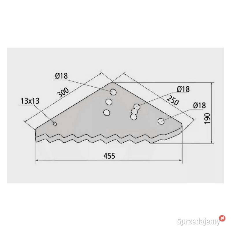 Nóż do paszowozu Storti 455x190x6 mm wzmacniany Kamionna