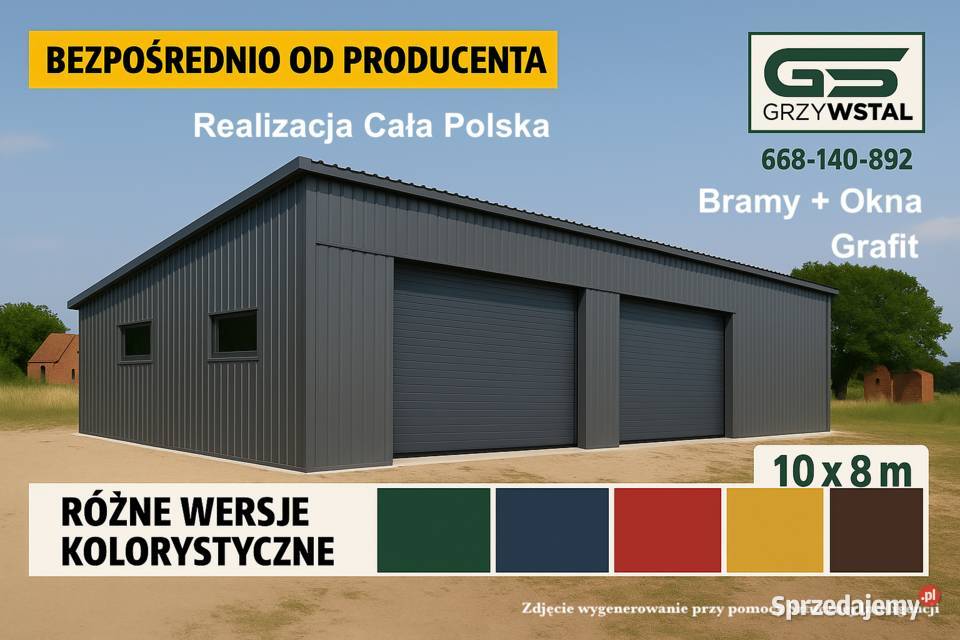 Garaż blaszany Grafit Duża Hala Magazyn Wiata Nisko
