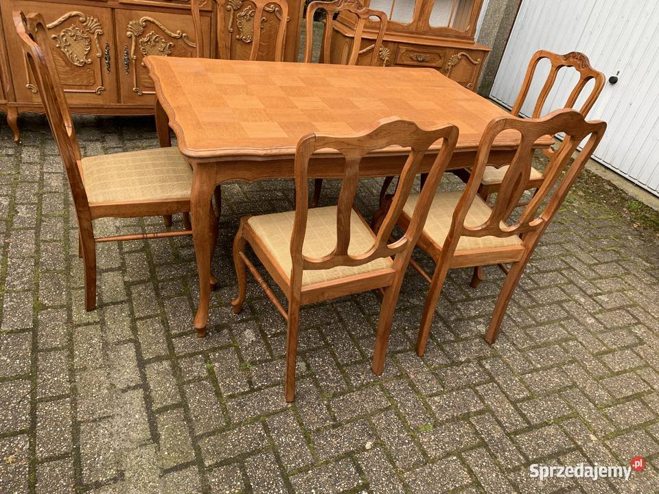 Dębowy stół i 6 krzeseł w stylu ludwikowskim Toruń