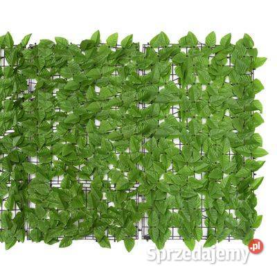 vidaXL Parawan balkonowy, zielone liście, 500x100 cm